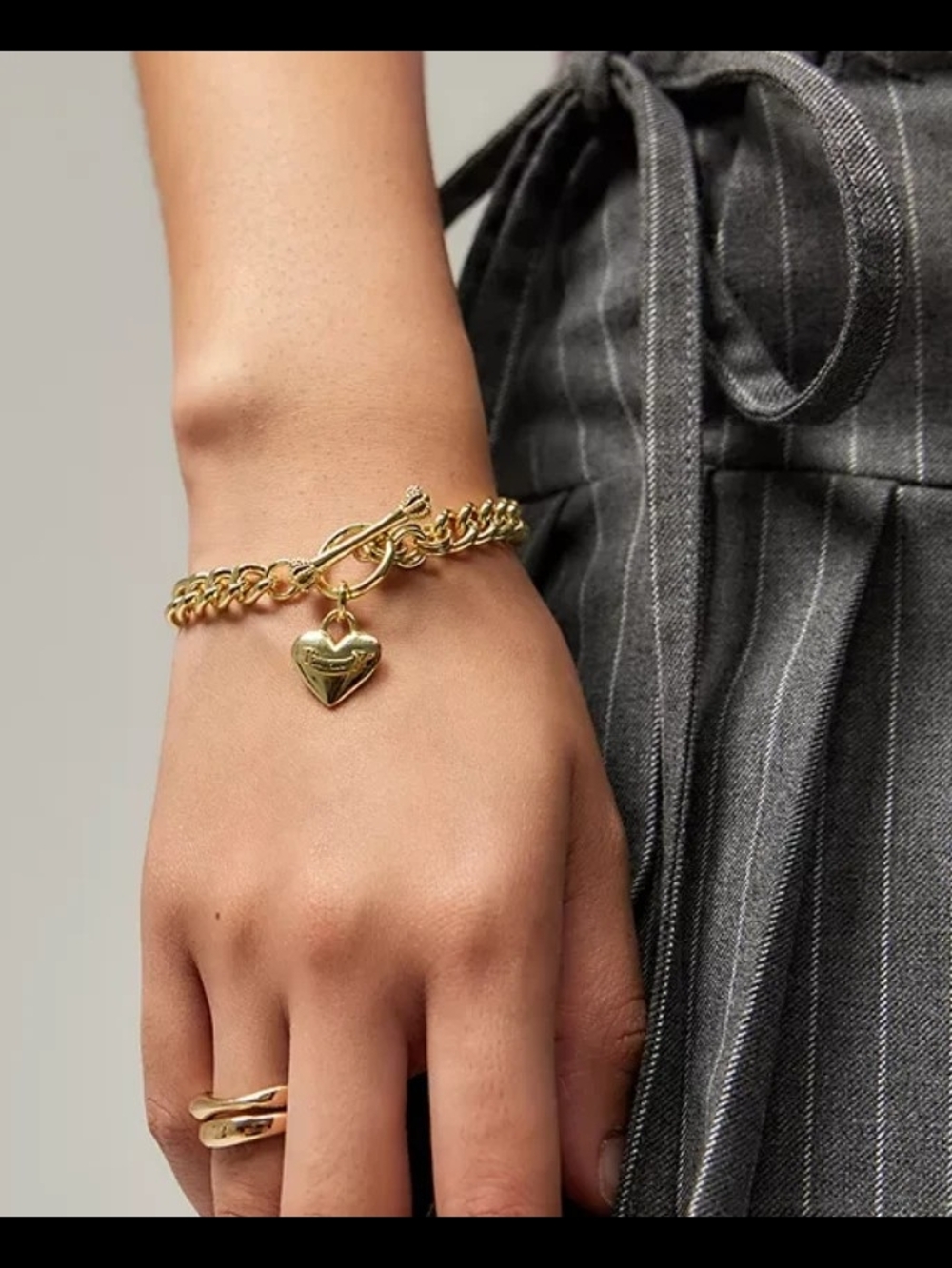 JUICY COUTURE Gold Heart Charm Toggle Bracelet - Women Jewelry